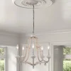 5-Light Distressed White Shabby Chic Candle Style Chandelier