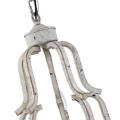 5-Light Distressed White Shabby Chic Candle Style Chandelier