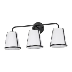 3-Light Fabric Conical Shade Vanity Wall Sconce