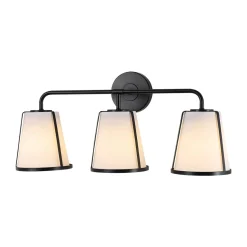 3-Light Fabric Conical Shade Vanity Wall Sconce