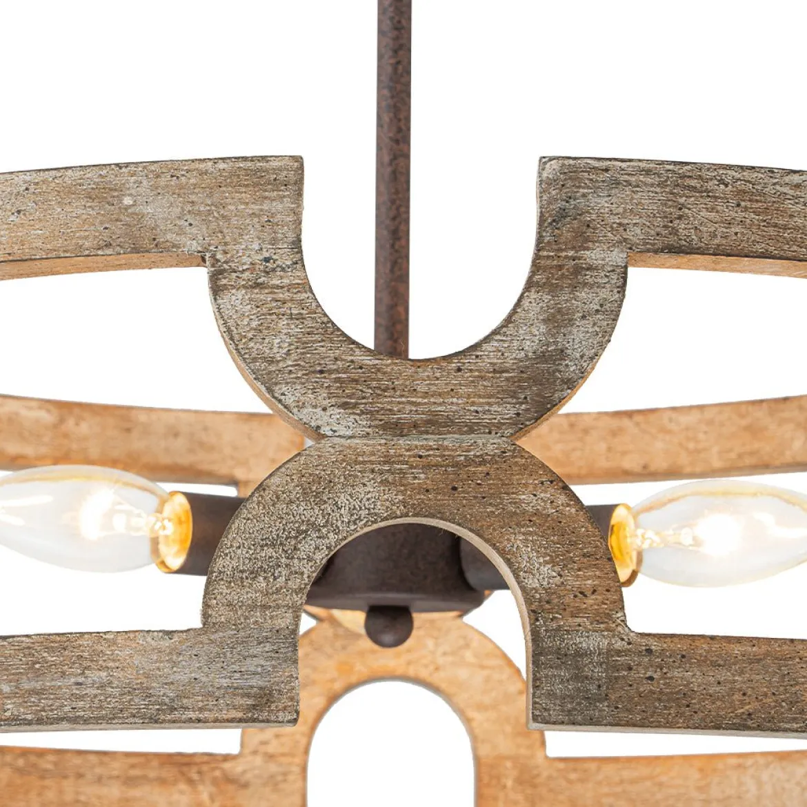 3-Light Farmhouse Open Aged Wood Drum Pendant Light