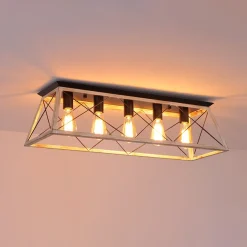5-Light Farmhouse Rectangular Cage Semi Flush Mount