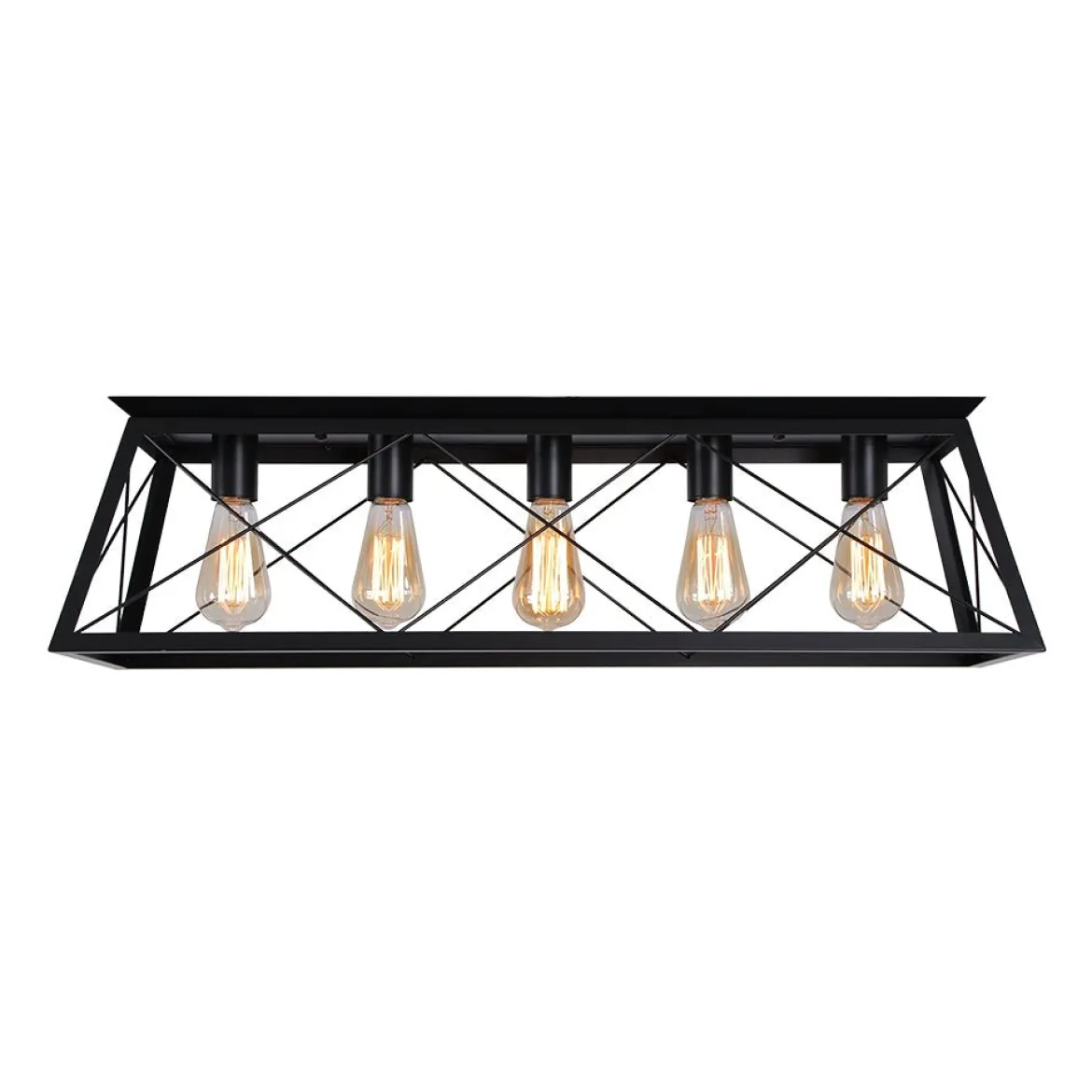 5-Light Farmhouse Rectangular Cage Semi Flush Mount