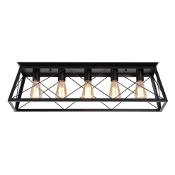 5-Light Farmhouse Rectangular Cage Semi Flush Mount