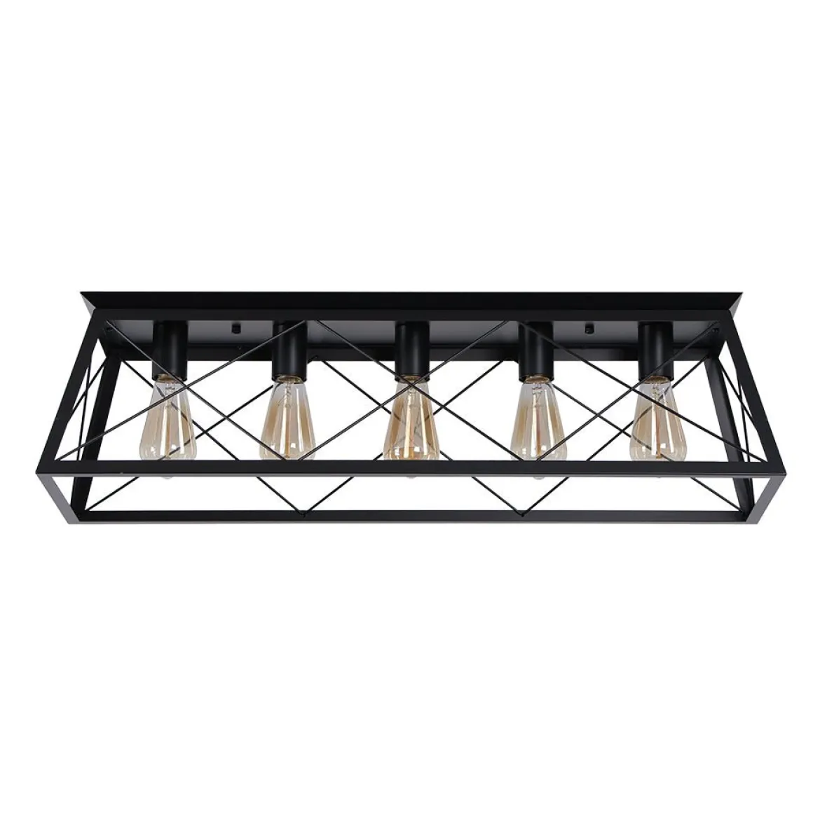 5-Light Farmhouse Rectangular Cage Semi Flush Mount