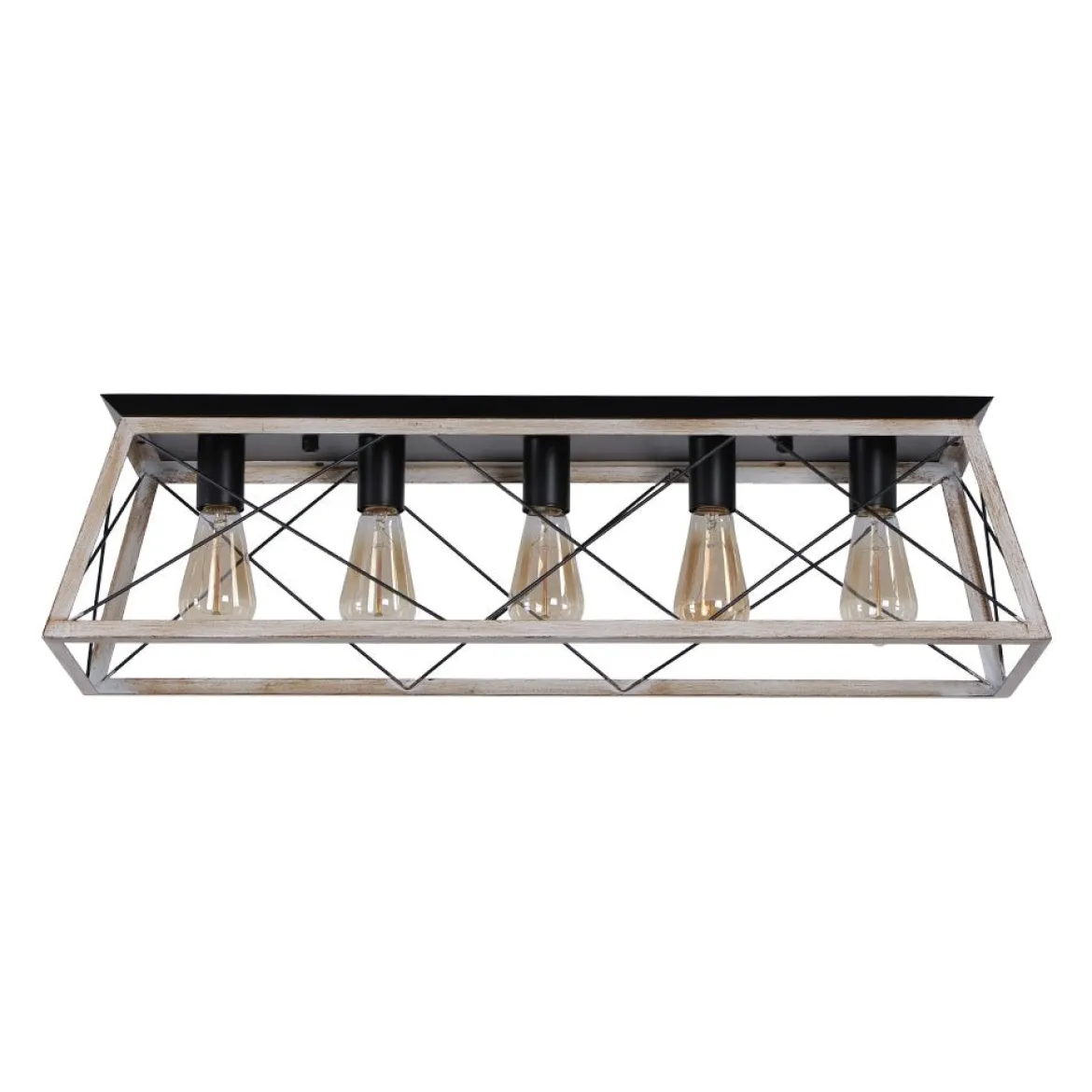 5-Light Farmhouse Rectangular Cage Semi Flush Mount