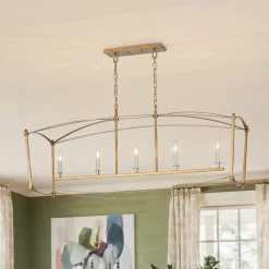5-light French Antique Candle Wide Lantern Island Chandelier