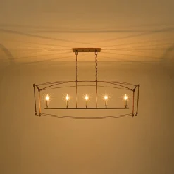 5-light French Antique Candle Wide Lantern Island Chandelier