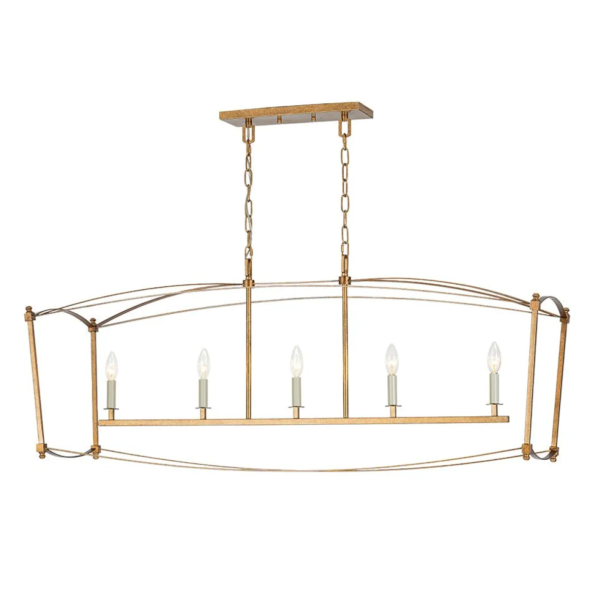 5-light French Antique Candle Wide Lantern Island Chandelier