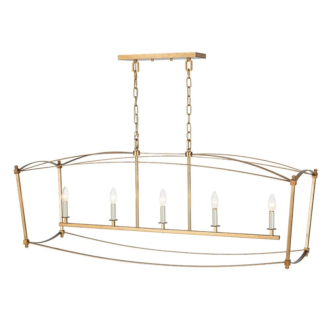 5-light French Antique Candle Wide Lantern Island Chandelier