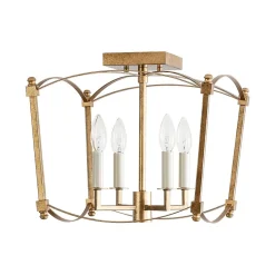 4-light French Antique Candle Style Lantern Semi Flush