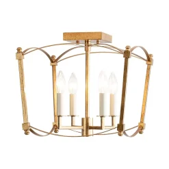 4-light French Antique Candle Style Lantern Semi Flush