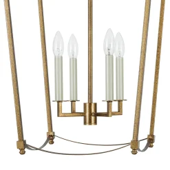 4-light French Antique Gold Candle Square Lantern Chandelier