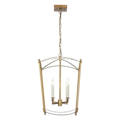 4-light French Antique Gold Candle Square Lantern Chandelier