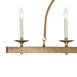 5-Light French Distressed Gold Candle Linear Island Chandelier