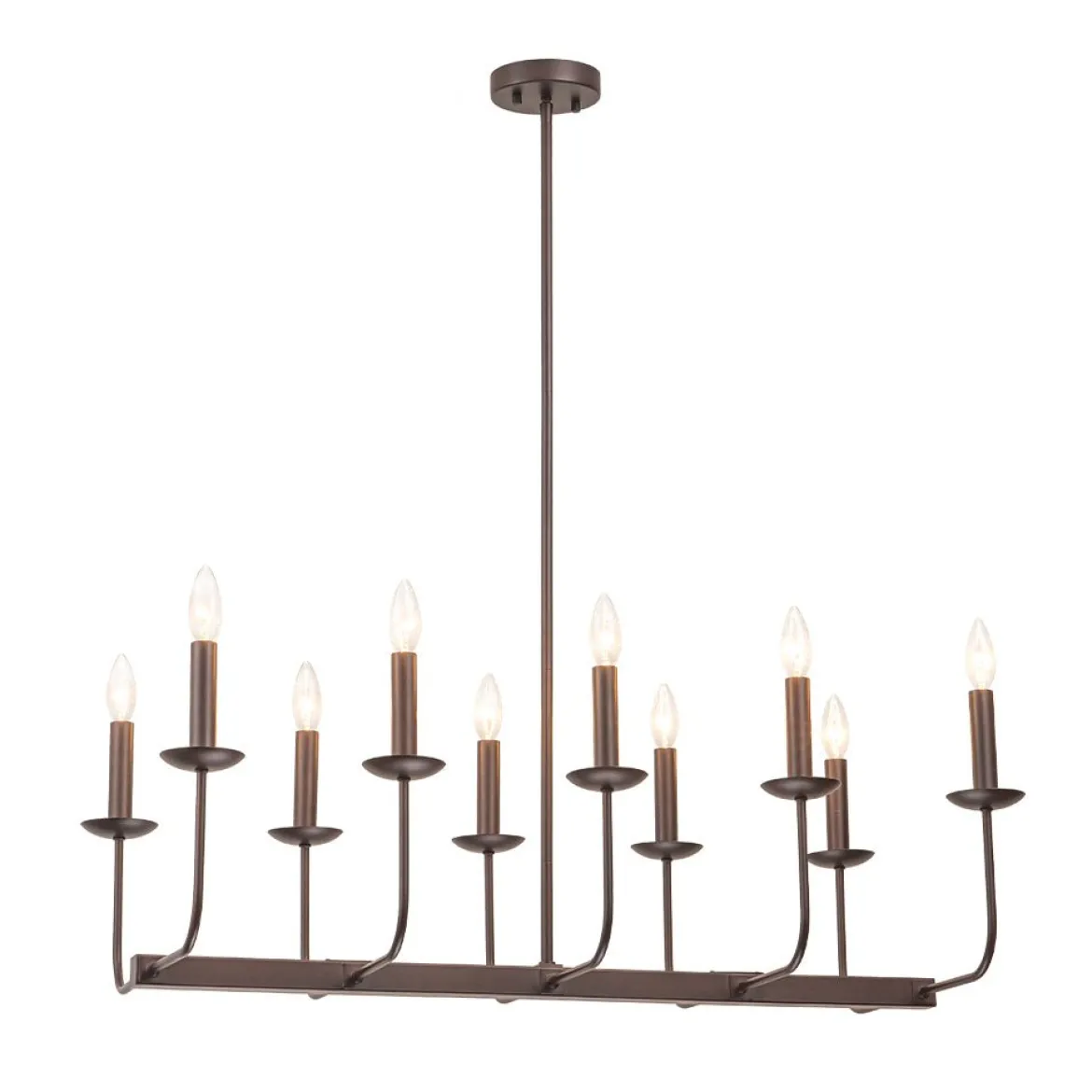 10-Light French Vintage Candle Style Linear Island Chandelier