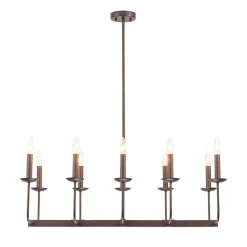 10-Light French Vintage Candle Style Linear Island Chandelier