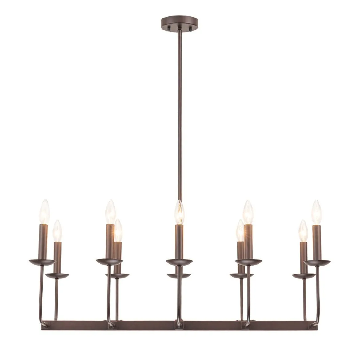 10-Light French Vintage Candle Style Linear Island Chandelier