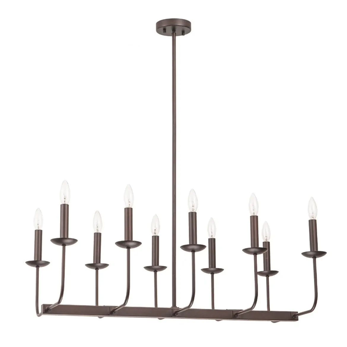 10-Light French Vintage Candle Style Linear Island Chandelier