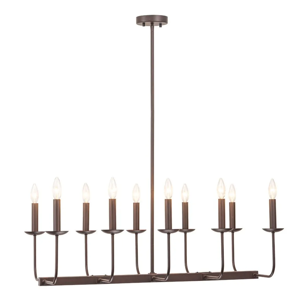 10-Light French Vintage Candle Style Linear Island Chandelier