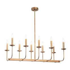 10-Light French Vintage Candle Style Linear Island Chandelier