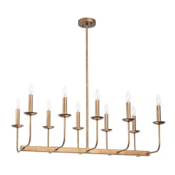 10-Light French Vintage Candle Style Linear Island Chandelier