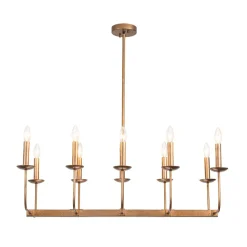 10-Light French Vintage Candle Style Linear Island Chandelier