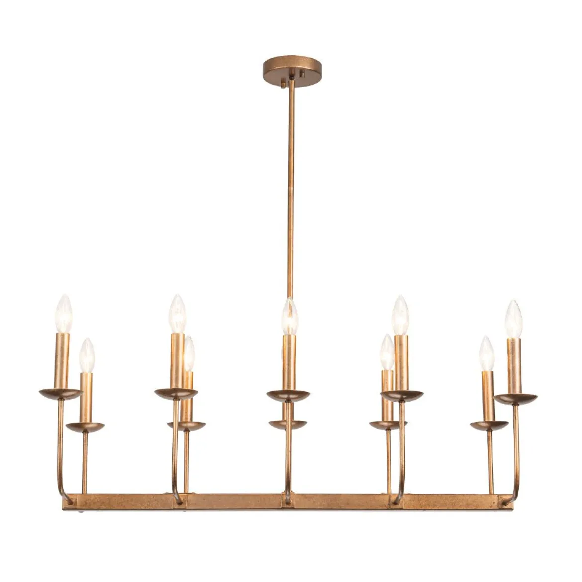 10-Light French Vintage Candle Style Linear Island Chandelier