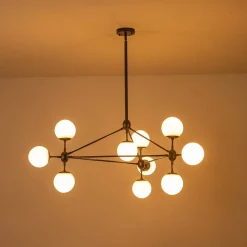 10-Light Frosted Glass Globe Geometric Chandelier