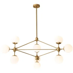 10-Light Frosted Glass Globe Geometric Chandelier