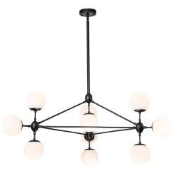 10-Light Frosted Glass Globe Geometric Chandelier