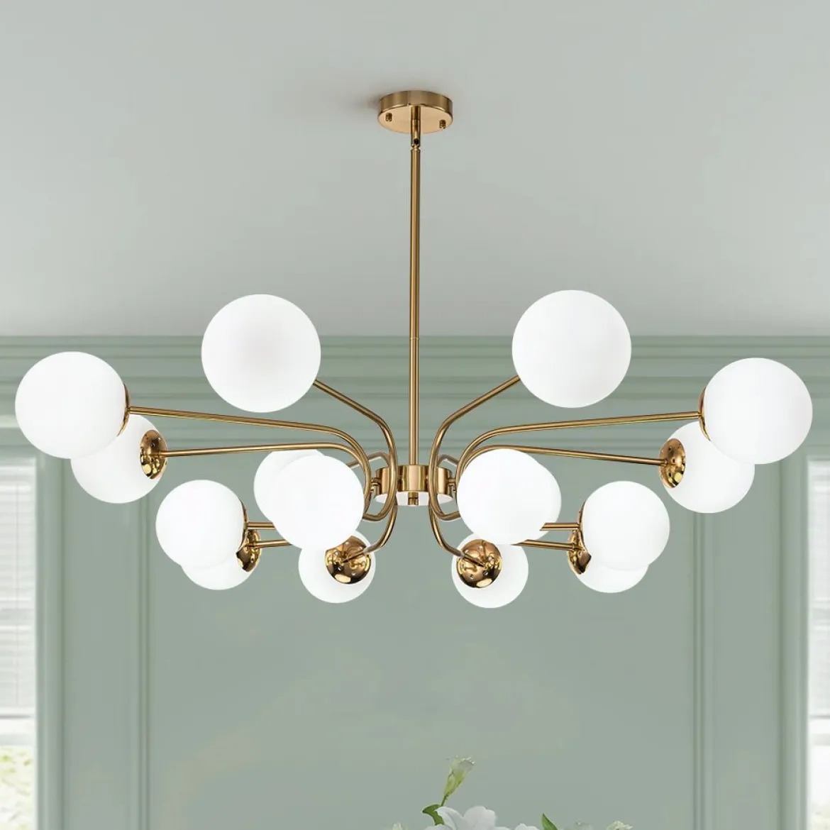 16-Light Frosted Glass Globe Bubble Sputnik Chandelier