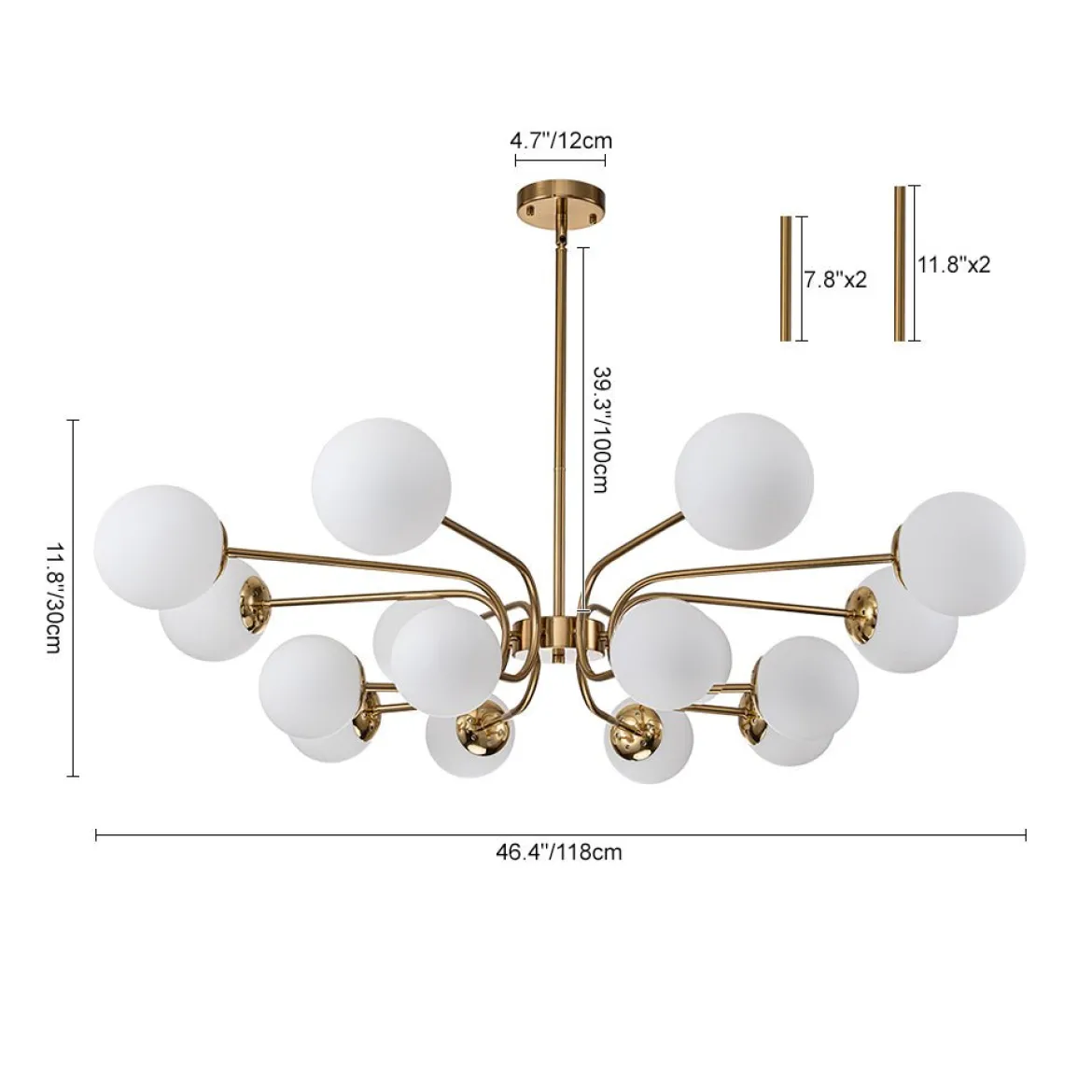 16-Light Frosted Glass Globe Bubble Sputnik Chandelier