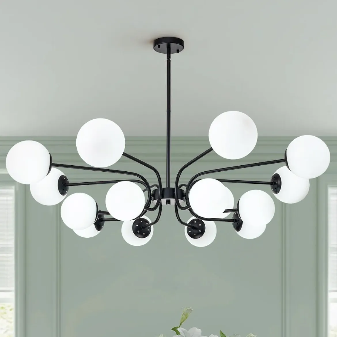 16-Light Frosted Glass Globe Bubble Sputnik Chandelier