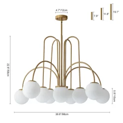 10-Light Frosted Glass Globe Bubble Chandelier