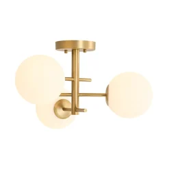 3-Light Frosted Glass Globe Tiered Sputnik Semi Flush Mount