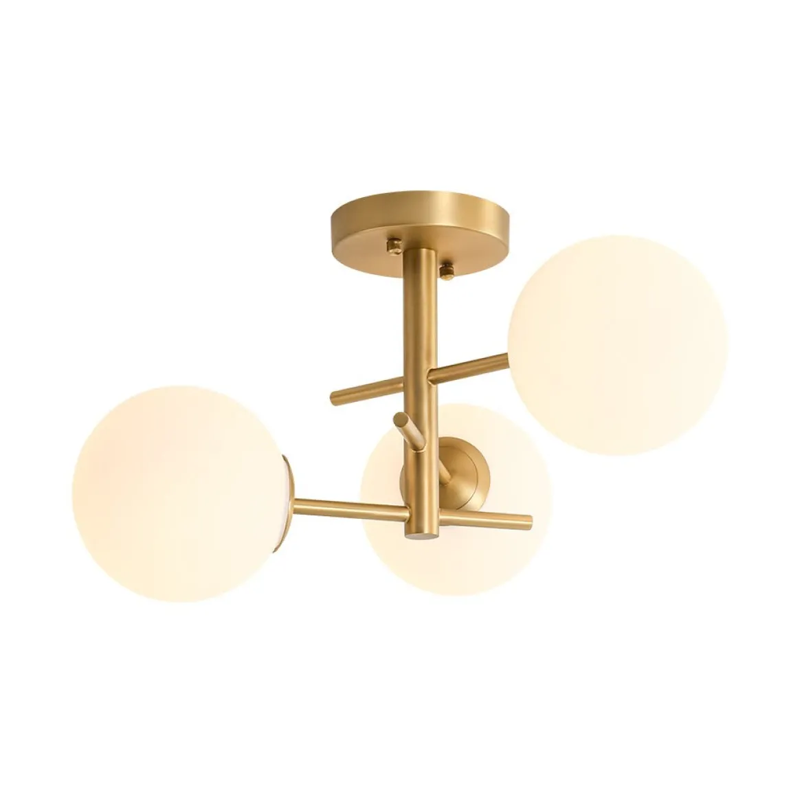 3-Light Frosted Glass Globe Tiered Sputnik Semi Flush Mount