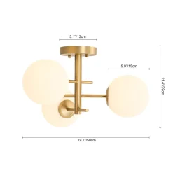 3-Light Frosted Glass Globe Tiered Sputnik Semi Flush Mount