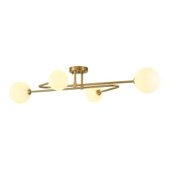 4-Light Frosted Glass Globe Linear Sputnik Semi Flush Mount