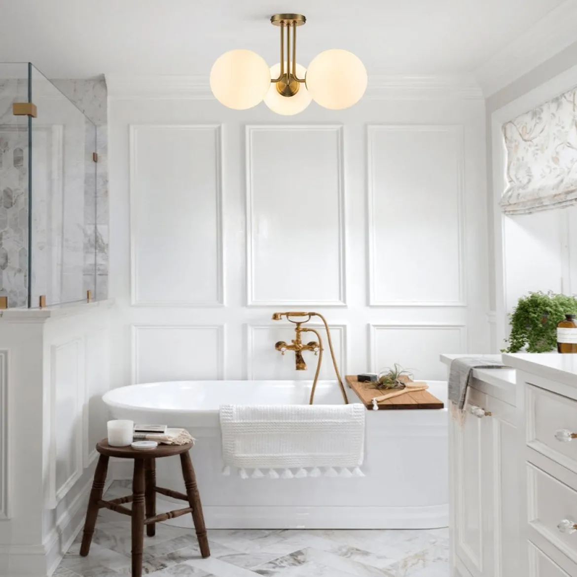 3-Light Frosted Glass Globe Ceiling Light
