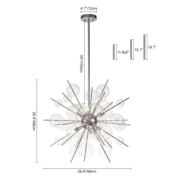6-Light Glass Globe Bubble Sputnik Sunburst Chandelier