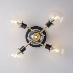 5-light Glass Globe Semi Flush Bubble Ceiling Light