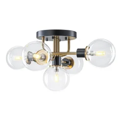 5-light Glass Globe Semi Flush Bubble Ceiling Light