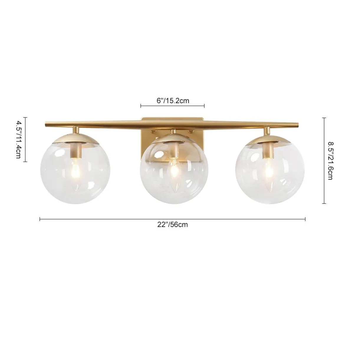 3-light Globe Vanity Wall Light