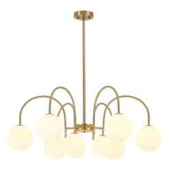 9-Light Goose Arm Opal Glass Bubble Tiered Chandelier