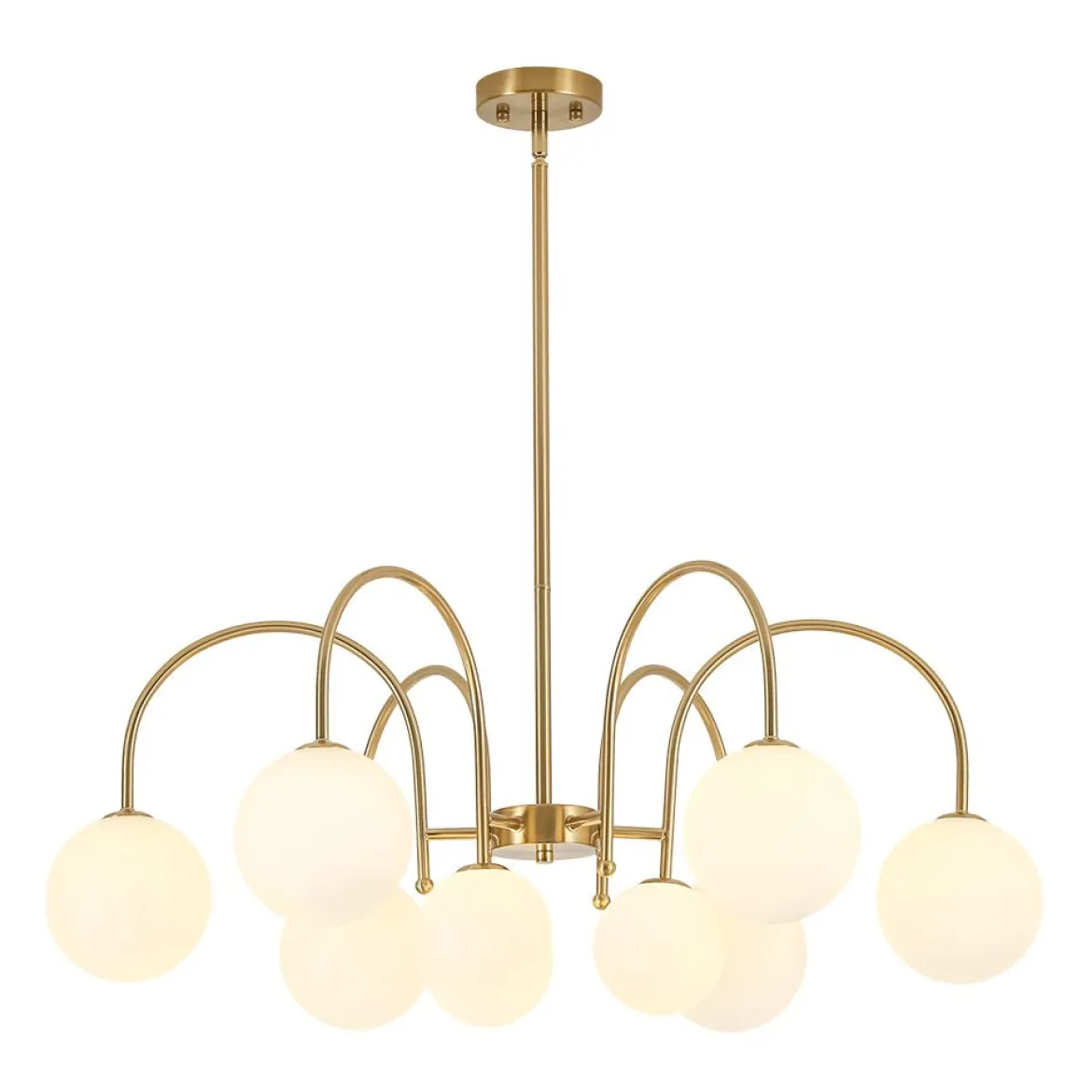 9-Light Goose Arm Opal Glass Bubble Tiered Chandelier
