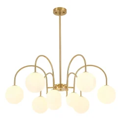 9-Light Goose Arm Opal Glass Bubble Tiered Chandelier