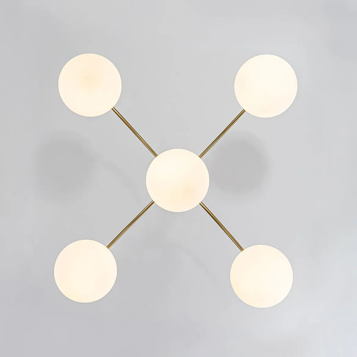 5-Light Goose Arm Opal Glass Globe Round Sputnik Chandelier