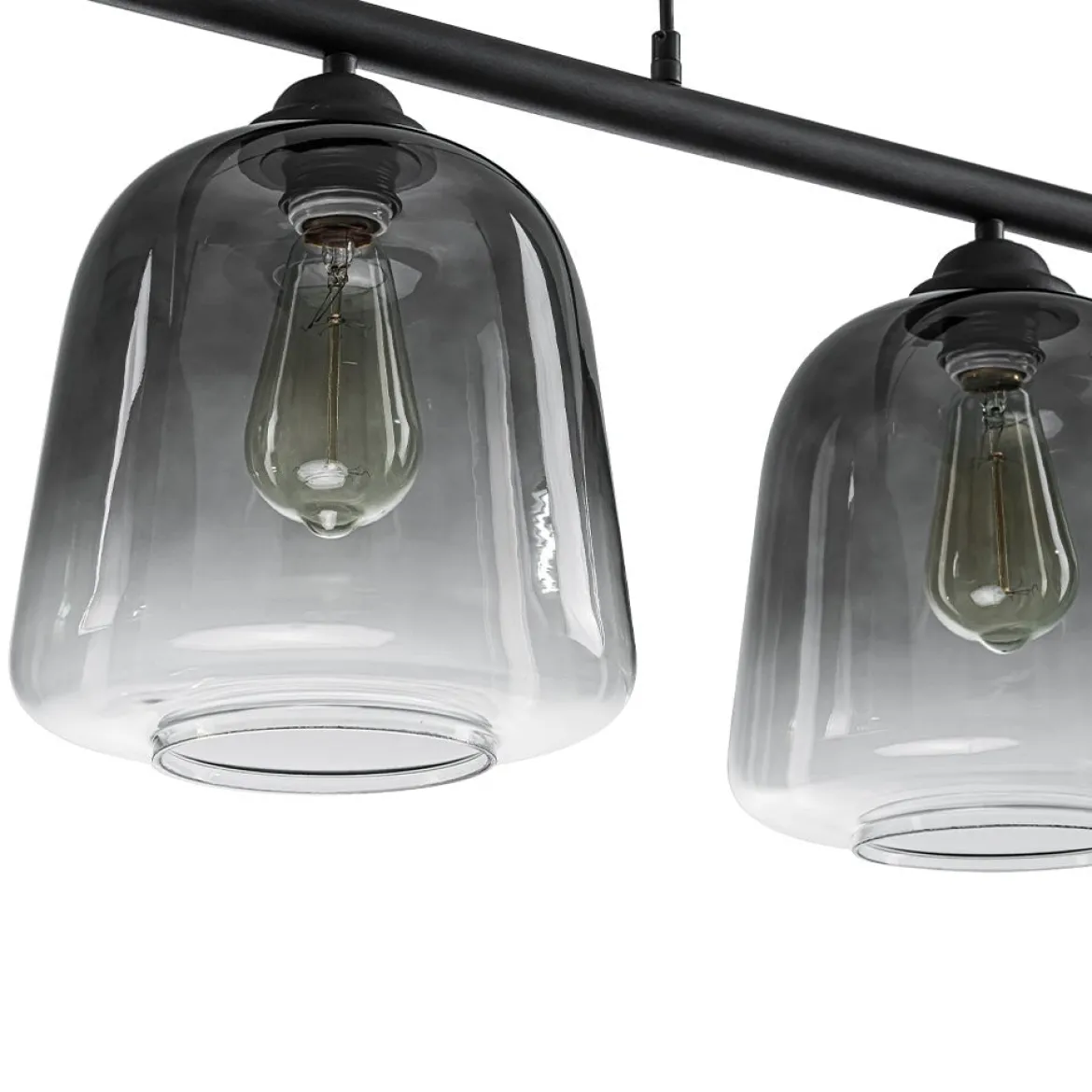 3-Light Gradual Smoked Glass Shade Linear Island Pendant