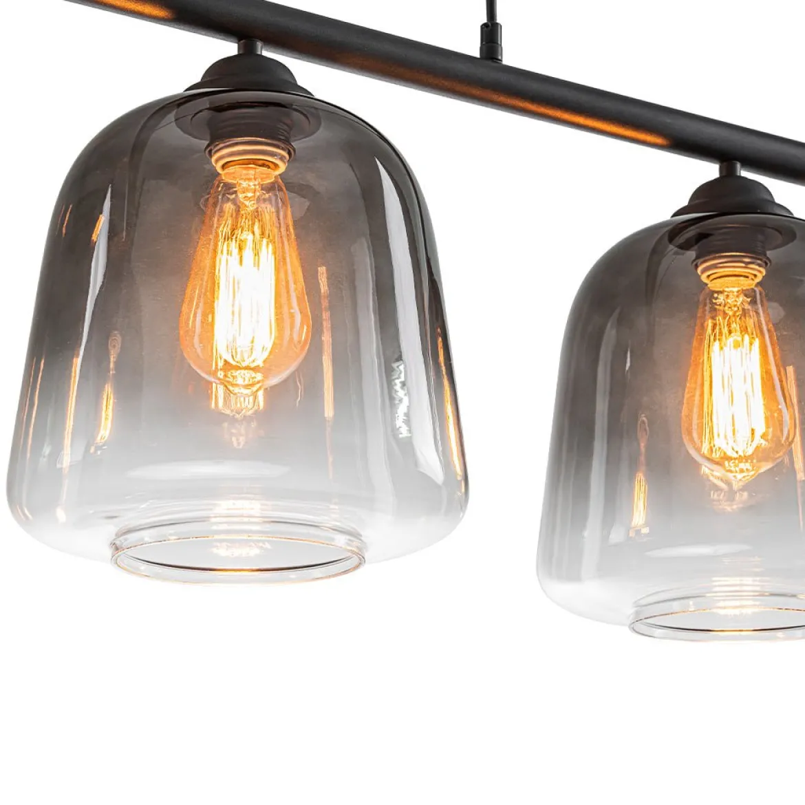 3-Light Gradual Smoked Glass Shade Linear Island Pendant